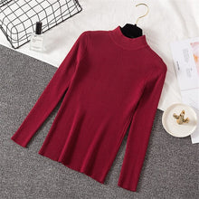 Load image into Gallery viewer, 2019 New Solid Casual Knitted Sweater Women Long Sleeve Slim Cashmere Pullover Autumn Winter Turtleneck Soft Jumper Pure Top