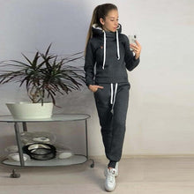 Load image into Gallery viewer, 2019women's clothing in autumn and winter new fleece fashion leisure sports suit hooded sweater sportswear women's two-piece set